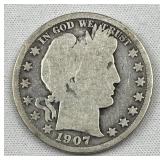 1907-O Barber Silver Half Dollar, US 90%