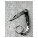 Damascus Steel Folding Blade Keychain Knife