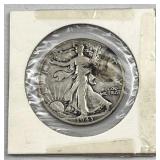 1943 Walking Liberty Silver Half Dollar, US 90%