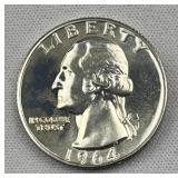 1964 Silver Proof Washington Quarter, 90%