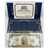 2009 US $2 Bill, 22K Gold Plated