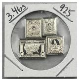 3.46g Sterling Silver Vtg. Mini Stamp Bars .925