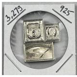 3.27g Sterling Silver Vtg. Mini Stamp Bars .925