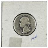 1941 Washington Silver Quarter, US 90% Coin