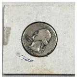 1939 Washington Silver Quarter, US 90% Coin