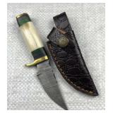 Damascus Steel Fixed Blade Knife w/ Sheath