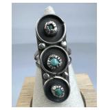 925 Silver Vtg Native American 3-Stone "Stoplight