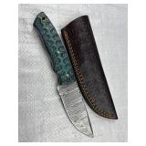Damascus Steel Fixed Blade Knife w/ Sheath