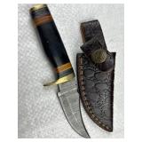 Damascus Steel Fixed Blade Knife w/ Sheath