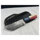 Damascus Steel Fixed Blade Knife w/ Sheath