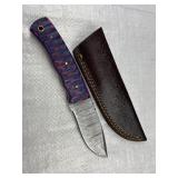 Damascus Steel Fixed Blade Knife w/ Sheath