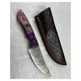 Damascus Steel Fixed Blade Knife w/ Sheath