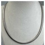 925 Silver Italy Vintage Wide Omega Chain Necklace