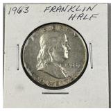 1963 Franklin Silver Half Dollar, US 90%