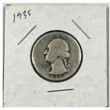 1935 Washington Silver Quarter, US 90% Coin