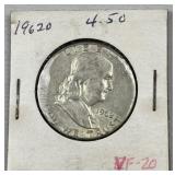1962-D Franklin Silver Half Dollar, US 90%