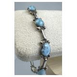 925 Silver Vintage Sea Blue Larimar Link Bracelet