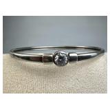 925 Silver Round Solitaire Zirconia Front Latch Ba