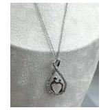 925 Silver Mother & Child Heart Zirconia Pendant N