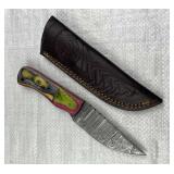 Damascus Steel Fixed Blade Knife w/ Sheath