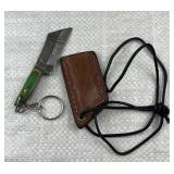 Damascus Steel Fixed Blade Mini Knife w/ Sheath