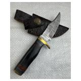 Damascus Steel Fixed Blade Knife w/ Sheath