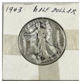 1943 Walking Liberty Silver Half Dollar, US 90%