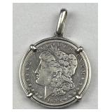 1885-O Morgan Silver Dollar in Sterling Bezel