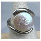 925 Silver Honora Coin Pearl Ring