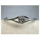 925 Silver Dancing Zirconia Hinged Bangle Bracelet