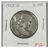 1952-D Franklin Silver Half Dollar, US 90%