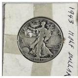 1943 Walking Liberty Silver Half Dollar, US 90%