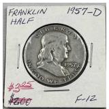 1957-D Franklin Silver Half Dollar, US 90%