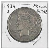 1934-S Peace Silver Dollar, US $1 Coin, 90%