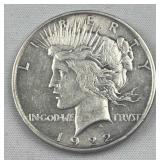 1922 Peace Silver Dollar, US $1 Coin, 90%