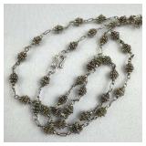 925 Silver Woven Kuchi Coil Bead Link Necklace