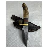 Damascus Steel Fixed Blade Knife w/ Sheath