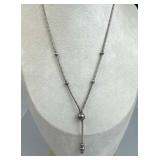 925 Silver Faceted Beads Textured Chain Lariat Nec