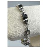 925 Silver Vintage Black Onyx Link Bracelet