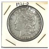 1921-D Morgan Silver Dollar, US $1 Coin, 90%