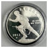 2012-W Proof Silver Infantry Soldier Dollar 90%