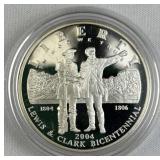 2004 Proof Silver Lewis & Clark Dollar, 90%