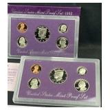 1992 & 1993 US Proof Coin Sets