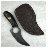 Damascus Steel Fixed Karambit Blade Knife w Sheath
