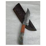 Damascus Steel Fixed Blade Knife w/ Sheath