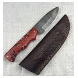 Damascus Steel Fixed Blade Knife w/ Sheath
