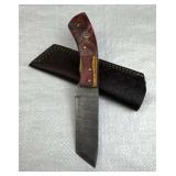 Damascus Steel Fixed Blade Tanto Knife w/ Sheath