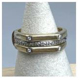 925 Silver and Gold Tone Diamond Band Ring