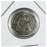 1853 w/ Arrows Seated Liberty Half Dime, 90%