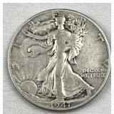 1947-D Walking Liberty Silver Half Dollar, US 90%